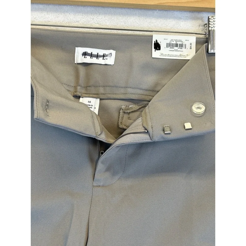 Elle Career Essentials Pants Womens 14 Taupe Grey Bootcut Mid-rise‎ with Tags